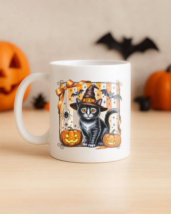 Mug Black Cat Pumpkin Cute Halloween GMG09