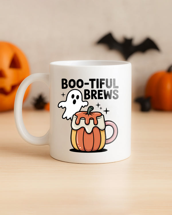 Mug Boo-Tiful Brews Ghost Pumpkin Coffee Cute Halloween GMG013