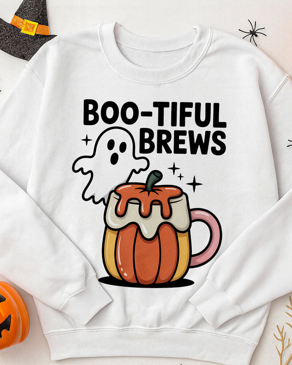Sweater Boo-Tiful Brews Ghost Pumpkin Coffee Cute Halloween GSW013