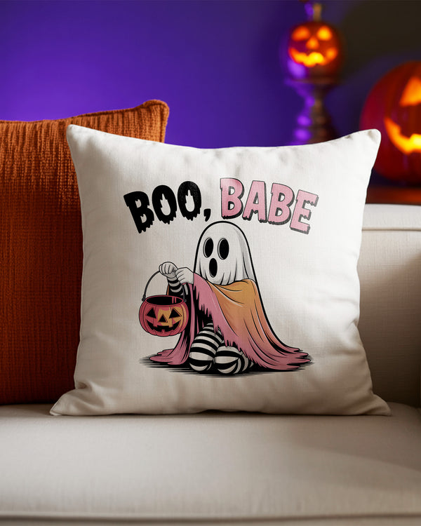 Pillow Cushion Boo Babe Ghost Pumpkin Light Cute Halloween GPL014