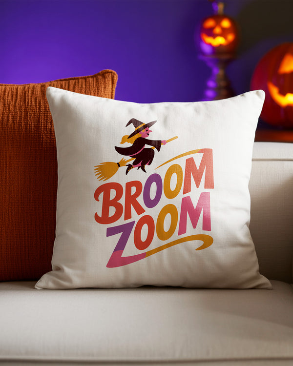 Pillow Cushion Broom Zoom Witch Cute Halloween GPL022
