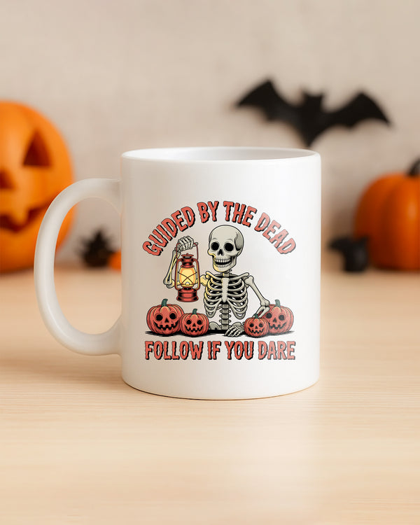 Mug Buried By The Dead Follow If You Dare Skeleton Light with Pumpkin Cute Halloween GMG024