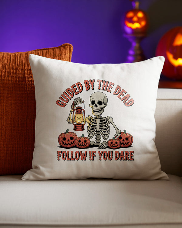 Pillow Cushion Buried By The Dead Follow If You Dare Skeleton Light with Pumpkin Cute Halloween GPL024