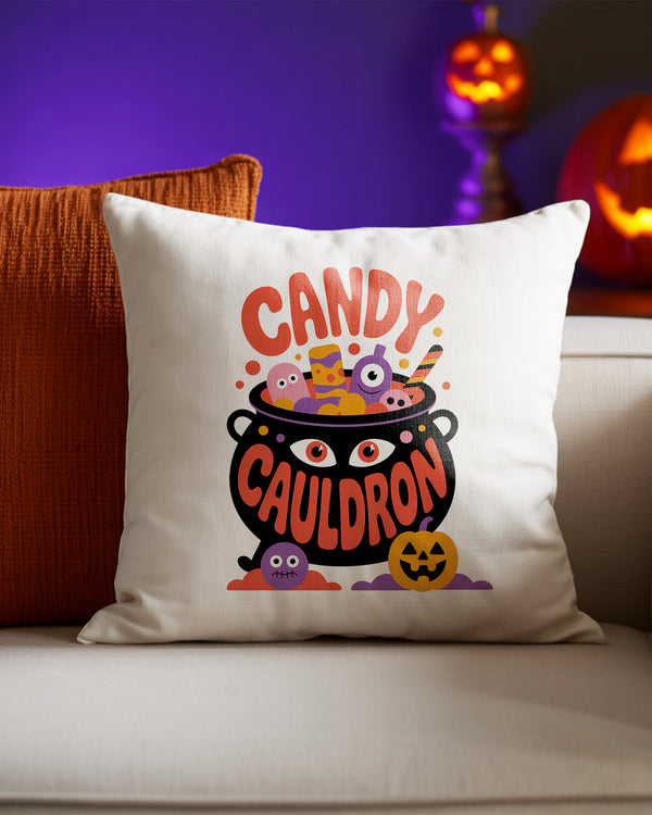 Pillow Cushion Candy Cauldron Pumpkin Cute Halloween GPL027