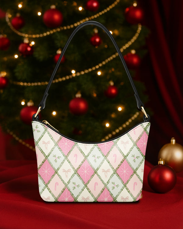 Leather Baguette Bag Underarm Shoulder Bag Candy Bow Ribbon Pattern GSD027