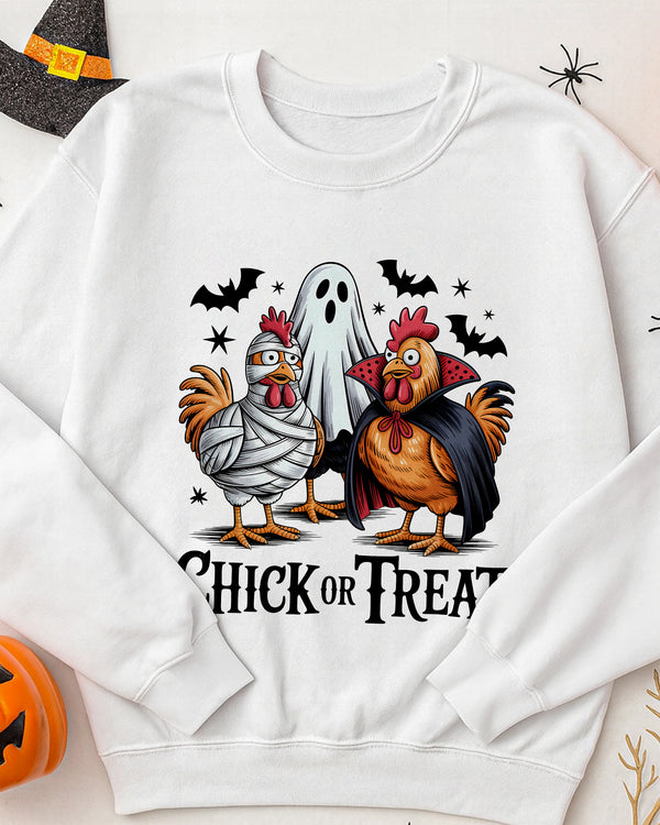 Sweater Chick Or Treat Rooster Cute Halloween GSW030