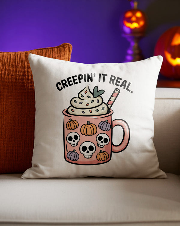 Pillow Cushion Creepin’ It Real Coffee Cup Cute Halloween GPL033