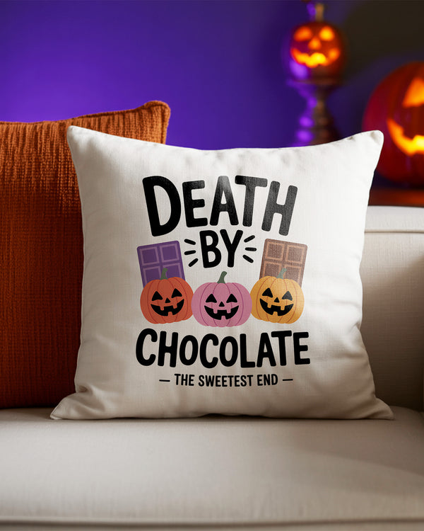 Pillow Cushion Death By Chocolate Pumpkin Cute Halloween GPL039