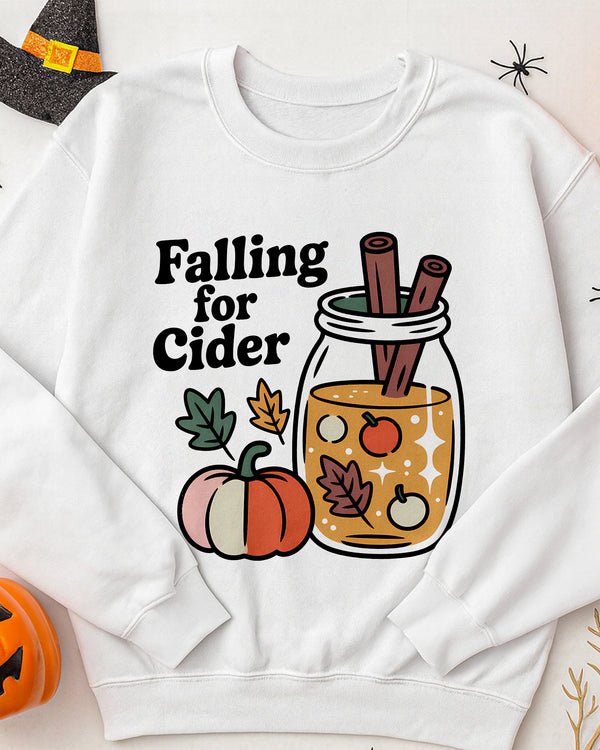 Sweater Falling For Cider Drinking Pumpkin Cute Halloween GSW038