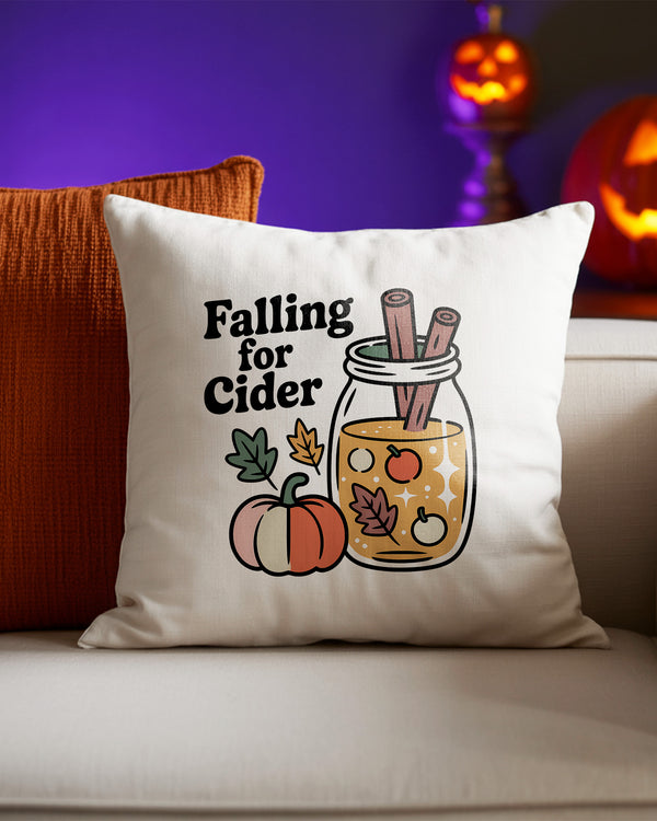 Pillow Cushion Falling For Cider Drinking Pumpkin Cute Halloween GPL042