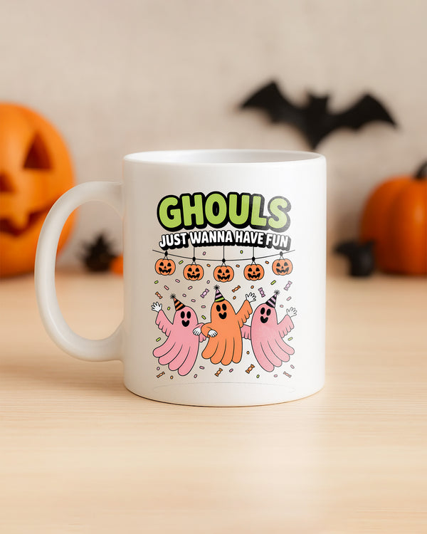 Mug Ghouls Just Wanna Have Fun Ghost Party Pumpkin Cute Halloween 02 GMG049