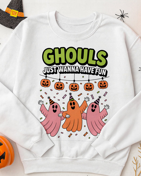 Sweater Ghouls Just Wanna Have Fun Ghost Party Pumpkin Cute Halloween 02 GSW049