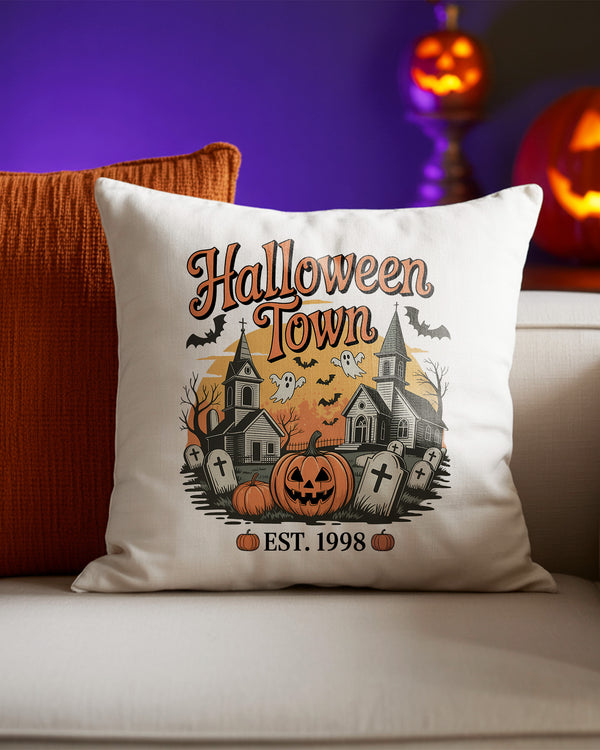 Pillow Cushion Halloween Town Est. 1998 Pumpkin Cute Halloween GPL061