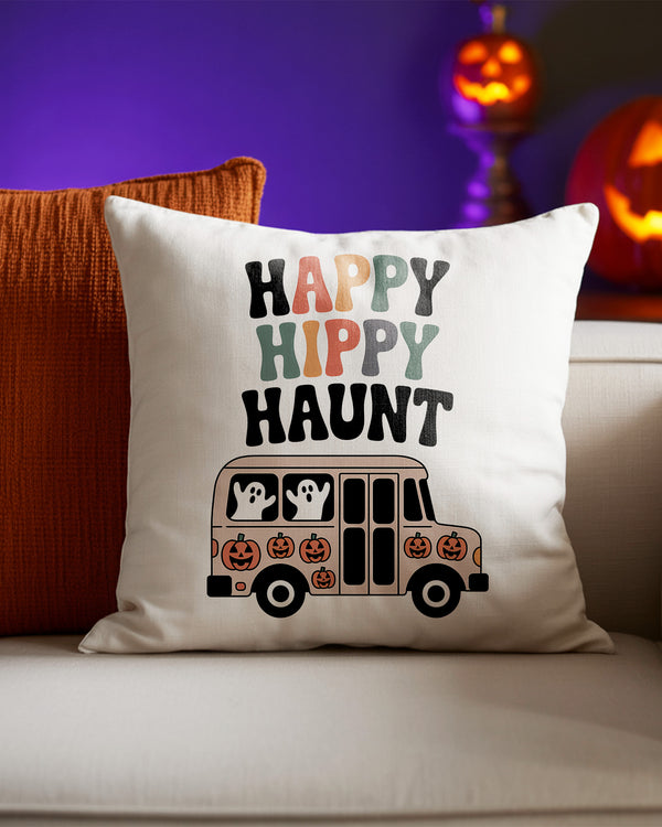 Pillow Cushion Happy Happy Haunt Bus Ghost Pumpkin Cute Halloween 01 GPL062