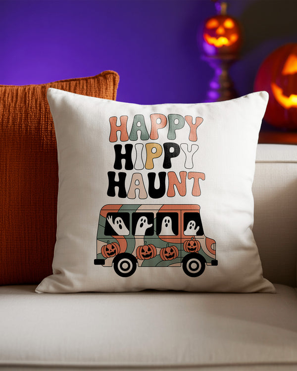 Pillow Cushion Happy Happy Haunt Bus Ghost Pumpkin Cute Halloween 02 GPL063