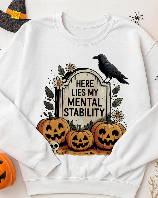 Sweater Here For Mental Stability Pumpkin Cute Halloween GSW061