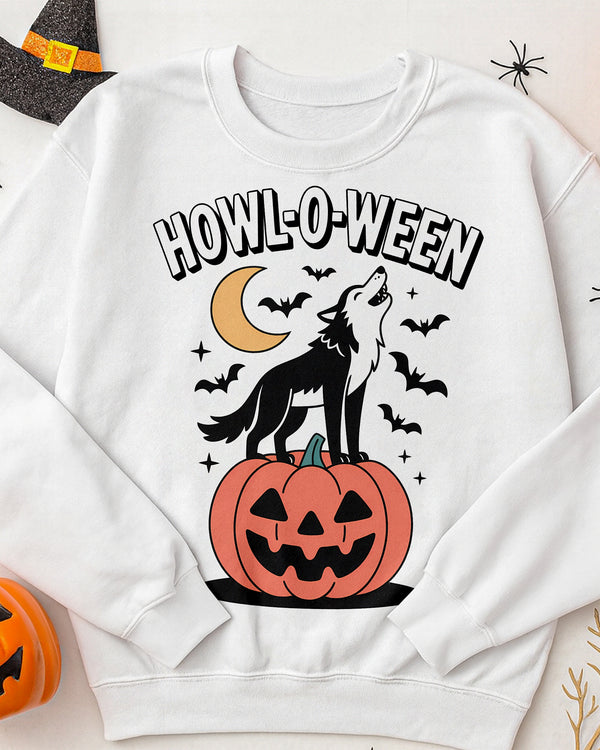 Sweater Howl-O-Ween Wolf Pumpkin Cute Halloween GSW064