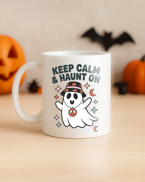 Mug Keep Calm & Haunt On Ghost Peace Cute Halloween GMG065