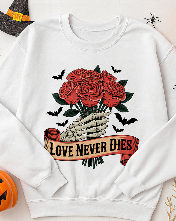 Sweater Love Never Dies Rosies Skull Cute Halloween GSW068