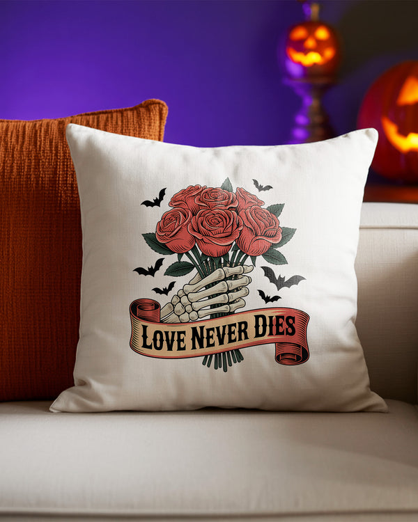 Pillow Cushion Love Never Dies Rosies Skull Cute Halloween GPL075