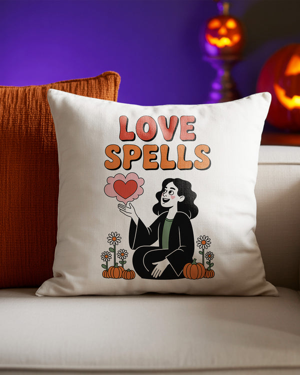 Pillow Cushion Love Spells Boho Witch Cute Halloween GPL076