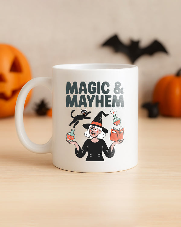 Mug Magic & Mayhem Witch and Black Cat Physical Chemistry Cute Halloween GMG071