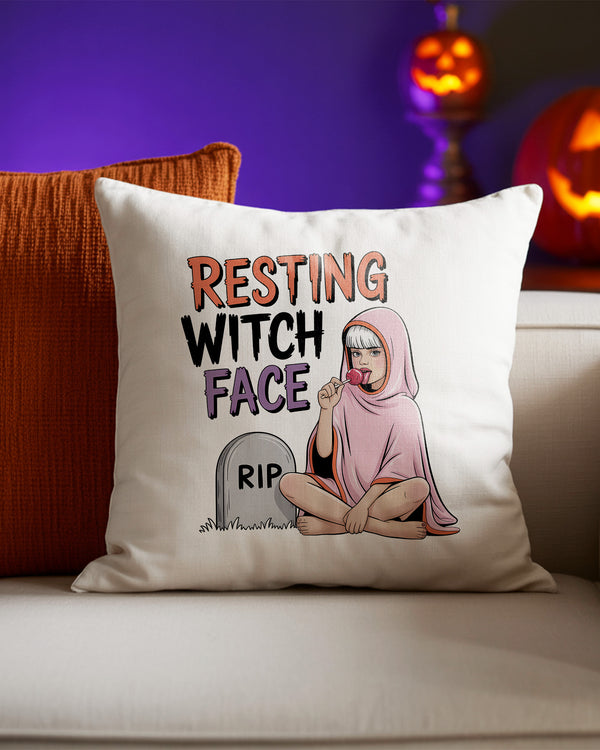 Pillow Cushion Case Resting Witch Face Sexy Girl Cute Halloween GPL094