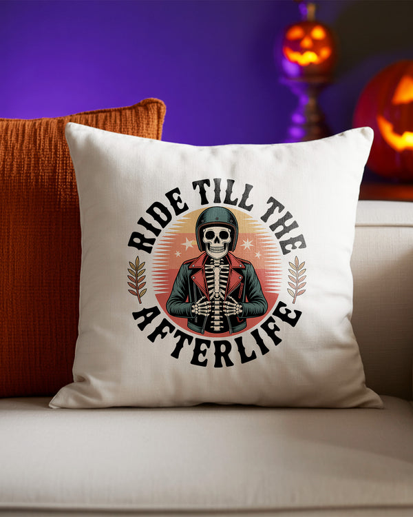 Pillow Cushion Ride Till The Afterlife Skeleton Motorbike Cute Halloween GPL097