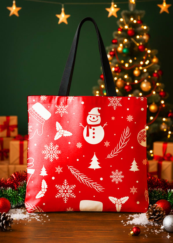 Canvas Totebag Snowman Pattern Cute Christmas GTT0264
