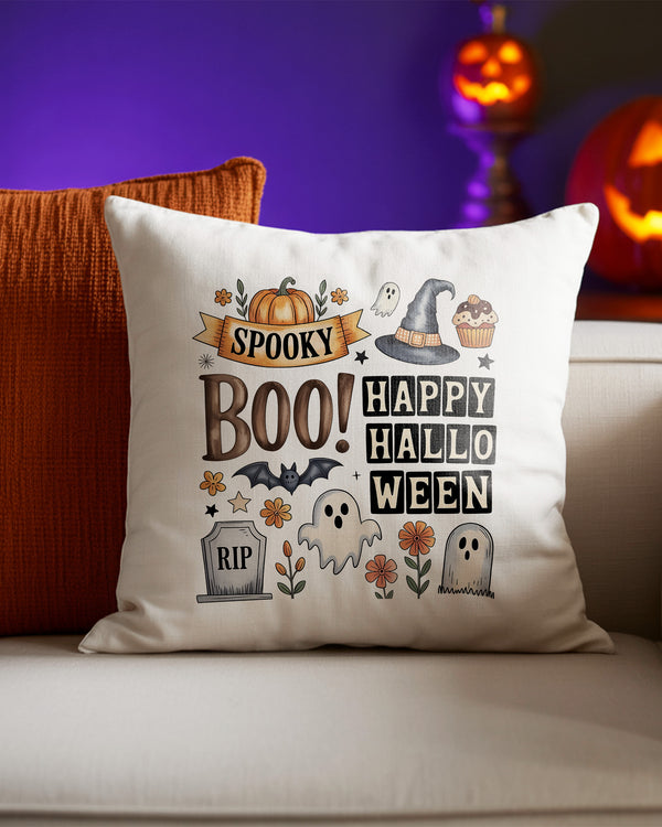 Pillow Cushion Spooky Boo Happy Halloween Cute Halloween GPL0114