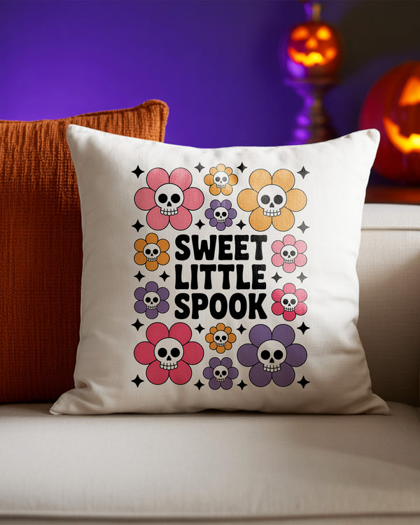 Pillow Cushion Sweet Little Spook Flower Skull Cute Halloween GPL0122