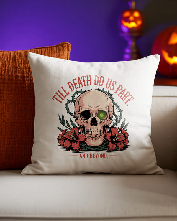 Pillow Cushion Til Death Do Us Part Skull Hibicus Cute Halloween GPL0126