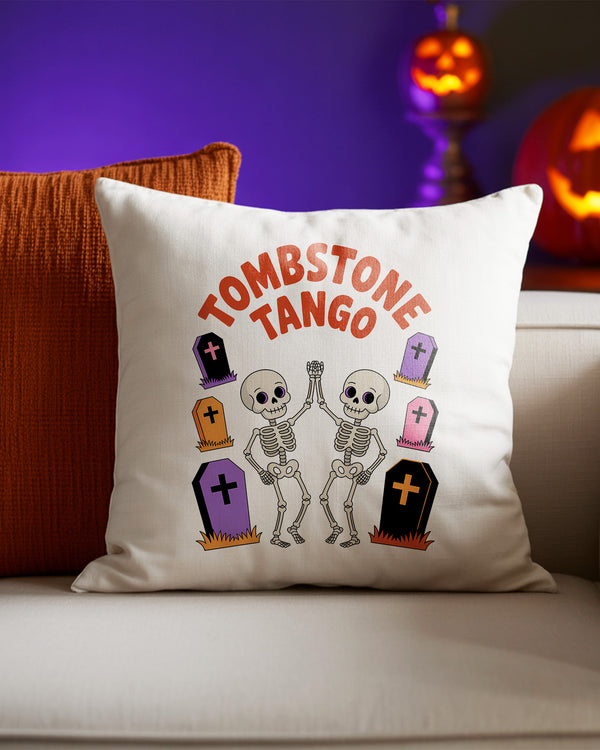Pillow Cushion Tombstone Tango Skeleton Cute Halloween GPL0134