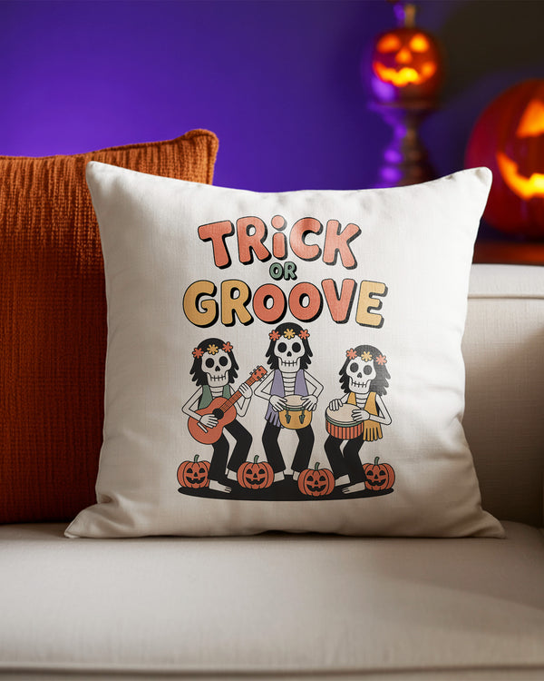 Pillow Cushion Trick Or Groove Music Party Skeleton Cute Halloween GPL0140