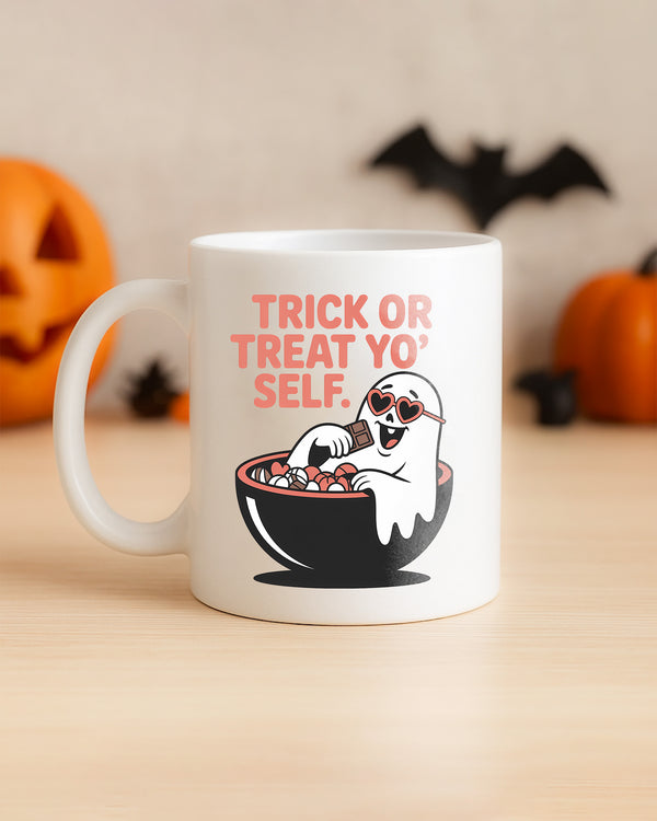 Mug Trick Or Treat Yo Self Ghost Chocolate Cute Halloween GMG0124