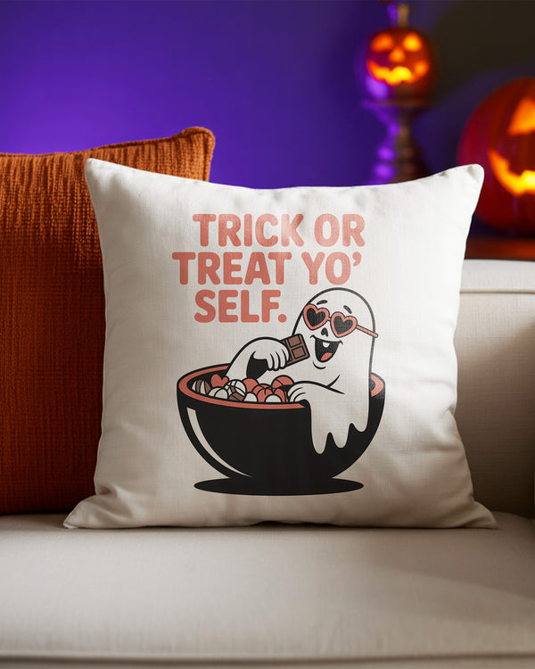 Pillow Cushion Trick Or Treat Yo Self Ghost Chocolate Cute Halloween GPL0142