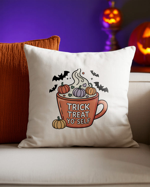 Pillow Cushion Trick Treat Drink Yo Self Bat Pumpkin Cute Halloween GPL0144