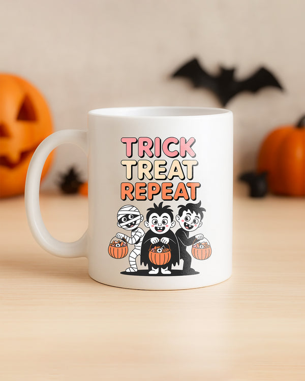 Mug Trick Treat Repeat Happy Vampire Pumpkin Cute Halloween GMG0128