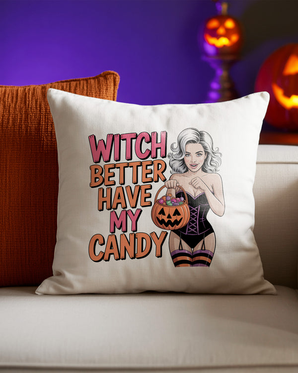 Pillow Cushion Witch Better Have My Candy Sexy Girl with Pumpkin Cute Halloween GPL0149