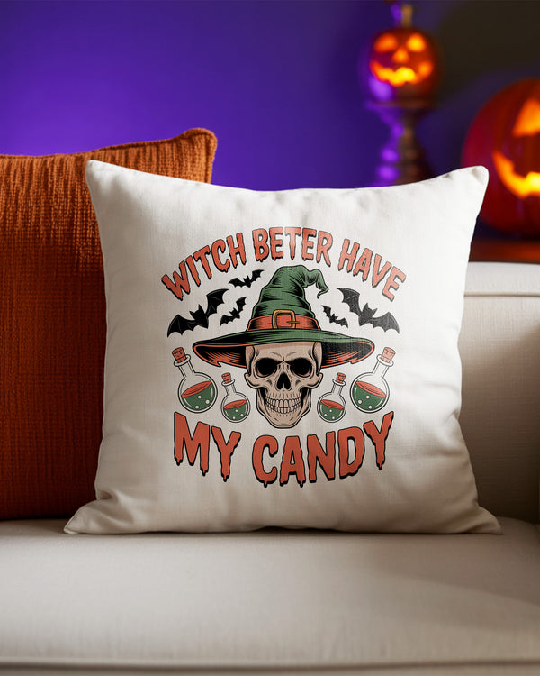 Pillow Cushion Witch Better Have My Candy Skull Chemistry Cute Halloween 01 GPL0150