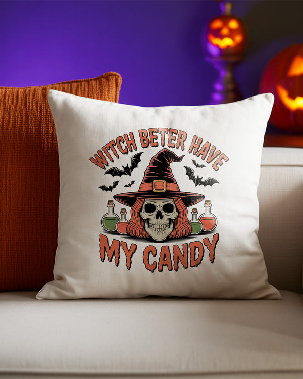 Pillow Cushion Witch Better Have My Candy Skull Chemistry Cute Halloween 02 GPL0151