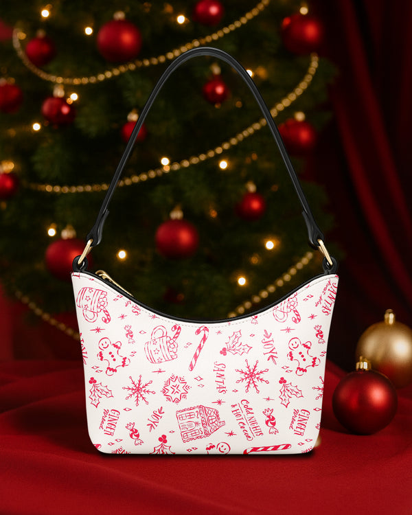 Leather Baguette Bag Underarm Shoulder Bag Xmas Pattern GSD031