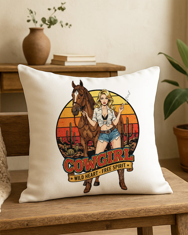 Pillow Cushion Case Cowgirl Wild Heart - Free Spirit GPL0243