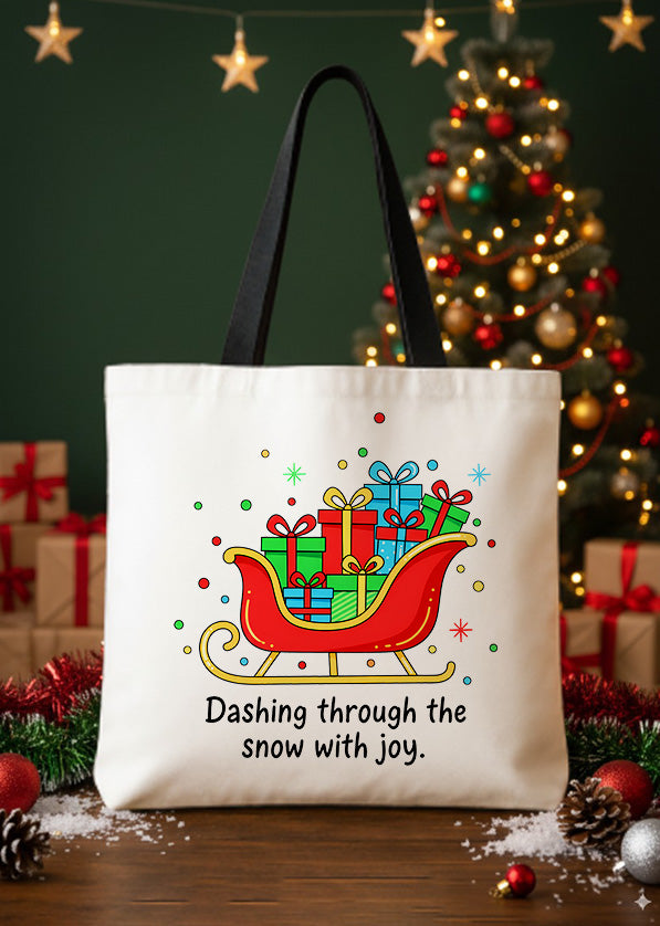 Canvas Totebag Dashing Through The Snow With Joy GTT0352