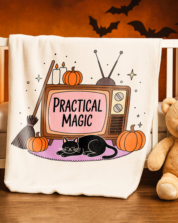 Blanket Black Cat Tv Pumpkins Practical Magic Cute Halloween GBL01