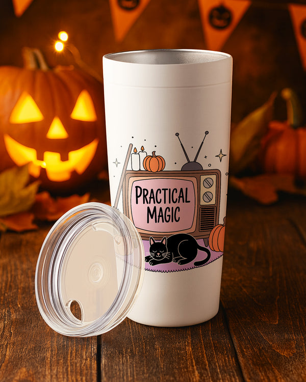Stainless Tumbler Black Cat Tv Pumpkins Practical Magic Cute Halloween GTB0130