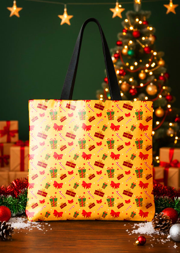 Canvas Totebag Christmas Candy Canes Pattern Cute Christmas GTT0248