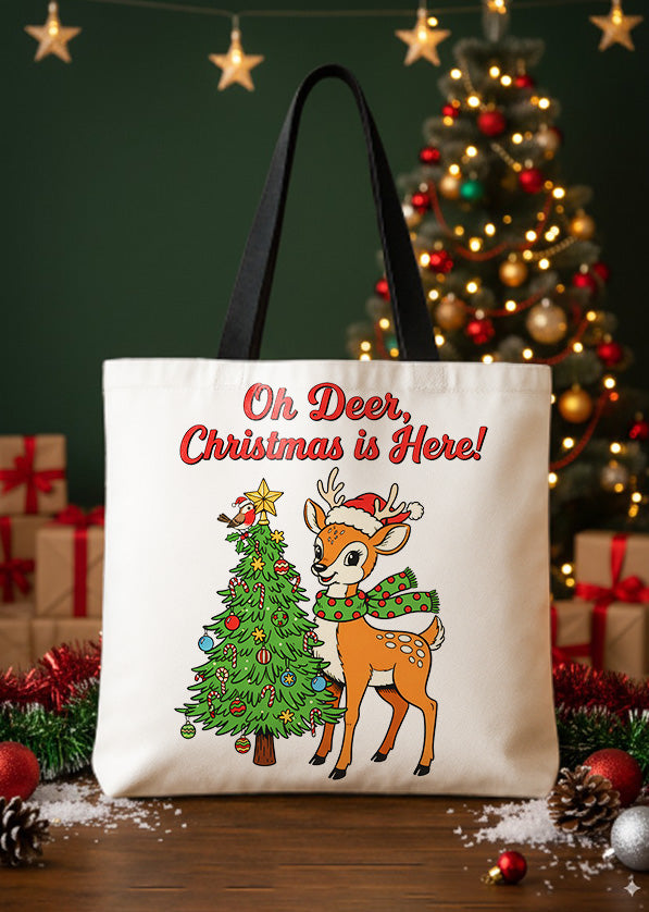 Canvas Totebag Christmas Deer Tree Oh Deer Cute Christmas GTT0239