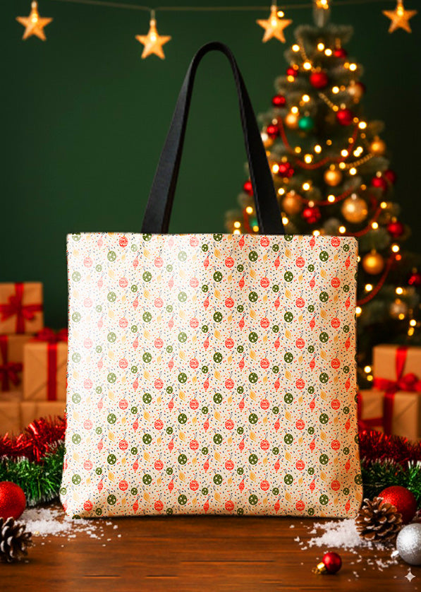 Canvas Totebag Christmas Ornaments Pattern Cute Christmas GTT0249
