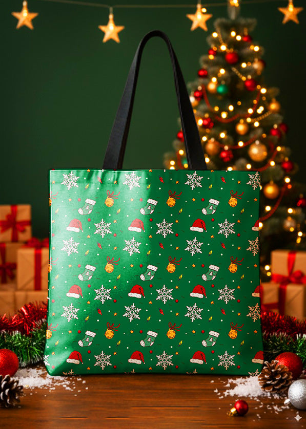 Canvas Totebag Christmas Pattern Green Cute Christmas GTT0250